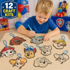 Colour In PAW Patrol Wood Hanging Characters - 12 PK